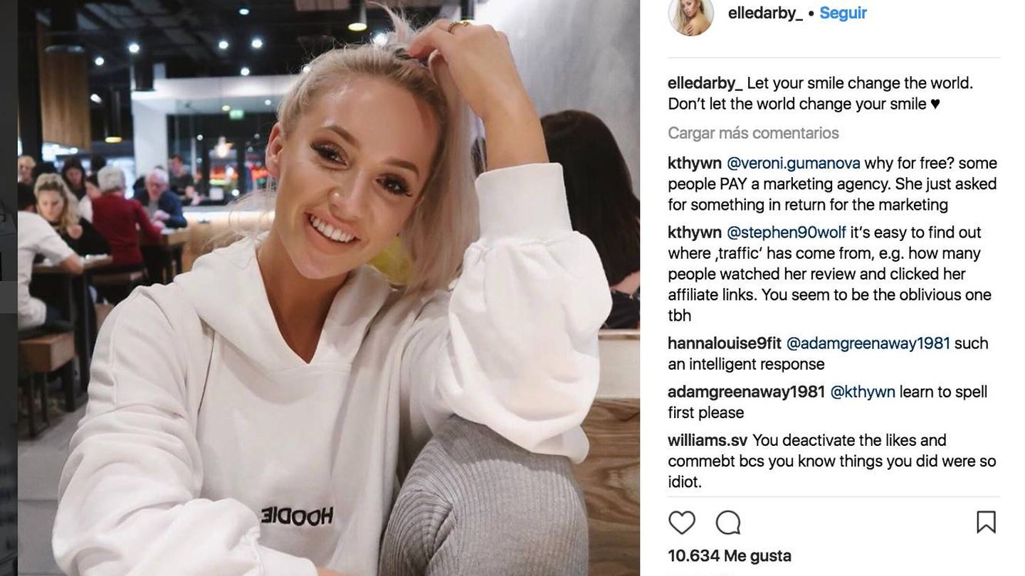 Elle Darby ha protagonizado la última polémica sobre el modo de vida de los 'influencers'. (Instagram) 