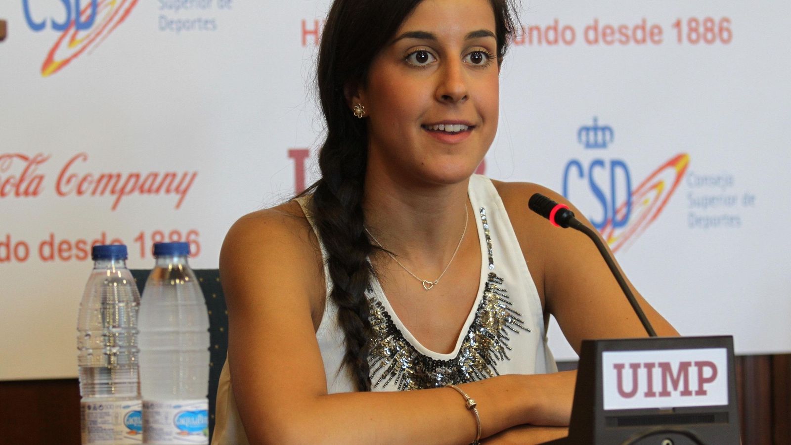 Foto: Carolina Marín, durante las charlas del CSD en Santander.