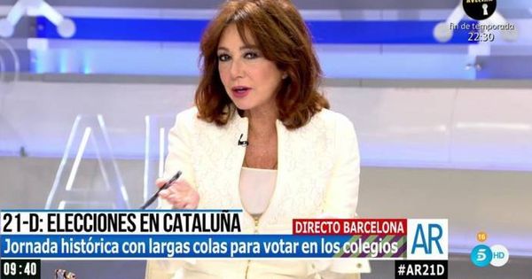 Foto: Ana Rosa Quintana durante las elecciones catalanas. 