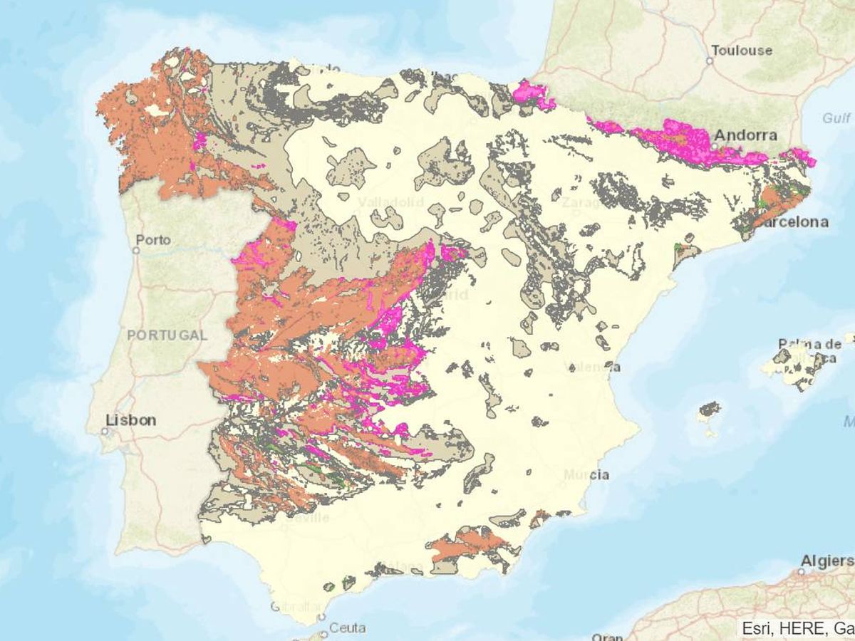 Foto: Distribución del radón en España. (CSN)