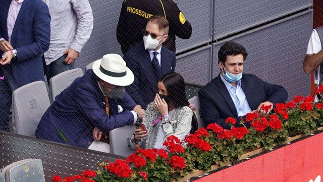 Jaime de Marichalar, Felipe Juan Froilán y Victoria Federica, en el Mutua Madrid Open de tenis 2021. (Cordon Press)