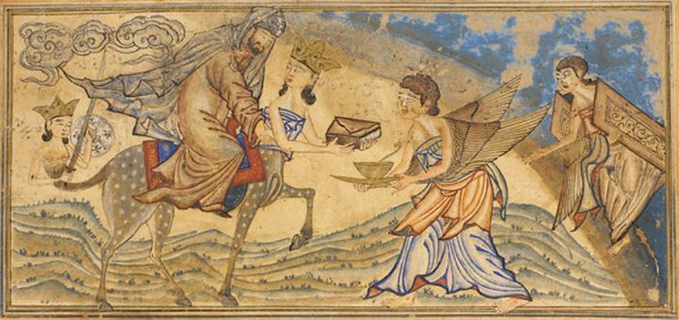 El arcángel Gabriel entrega a Mahoma el Corán