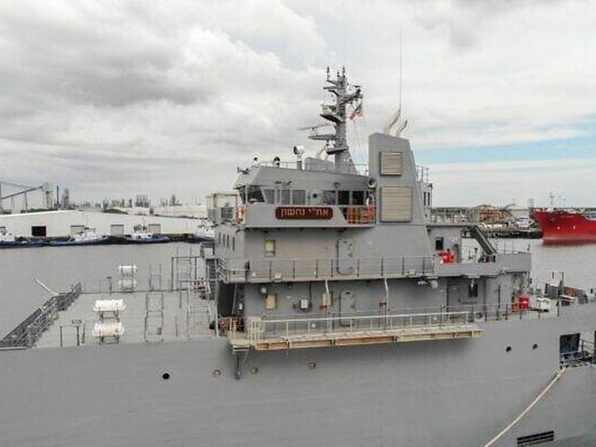 Foto: El buque de la Armada israelí INS Nachshon en el astillero de Pascagoula (EEUU). (IDF)