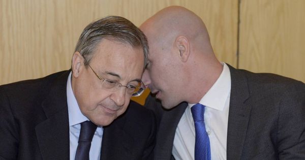 Foto: Florentino Pérez, presidente del Real Madrid, y Luis Rubiales, cuando aún no era presidente de la RFEF. (EFE)