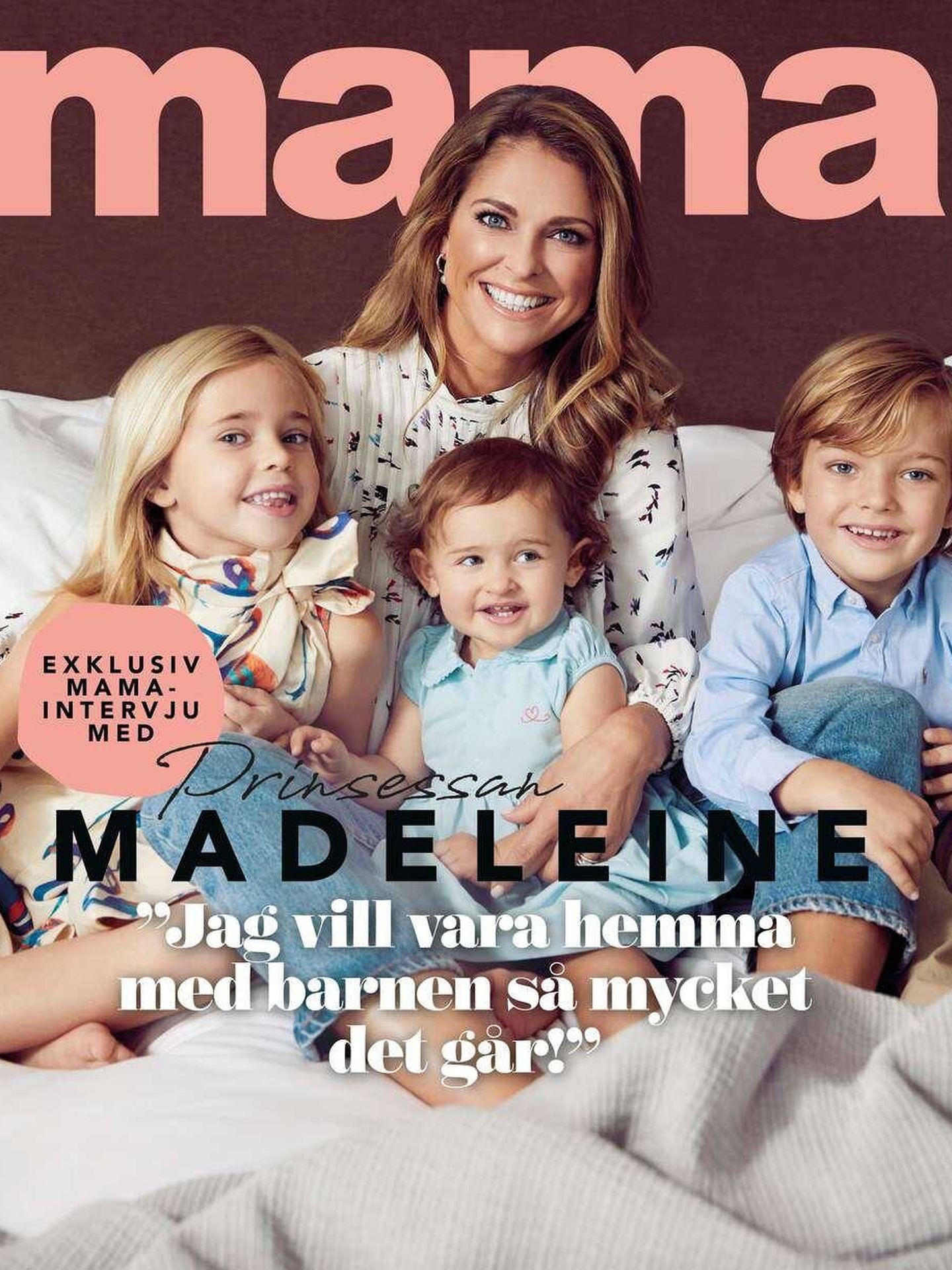 La princesa Magdalena y sus hijos, en la portada de la revista sueca 'Mama'. 
