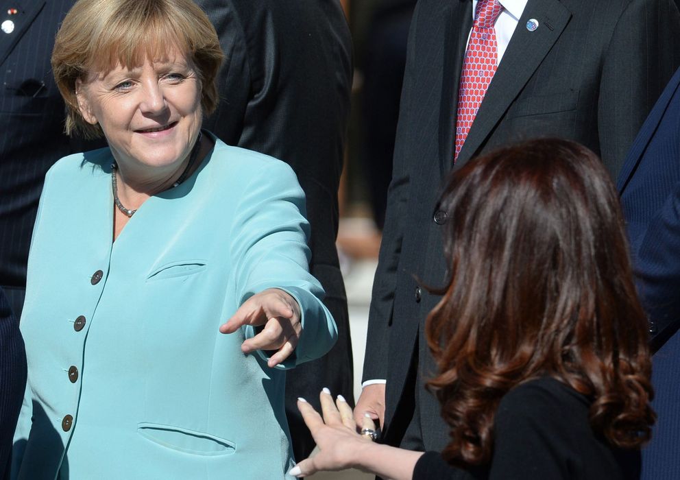 Foto: La canciller alemana Angela Merkel durante la foto de familia de los líderes del G20 (Efe).