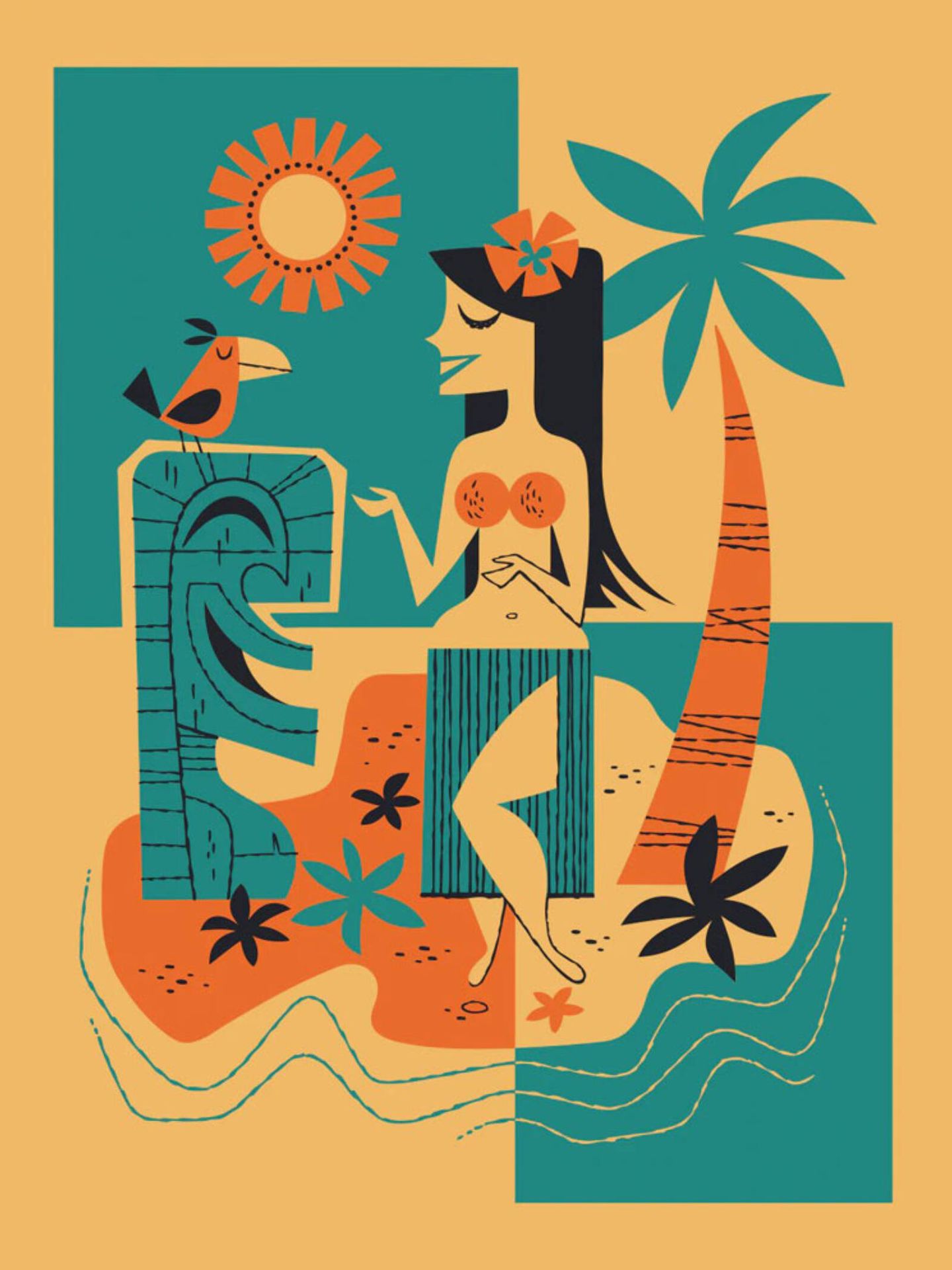 Print 'Wahine Island', de Derek Yaniger, a la venta en La Fiambrera. (Cortesía)