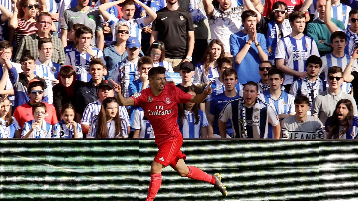Brahim celebra un gol ante la Real Sociedad. (EFE)