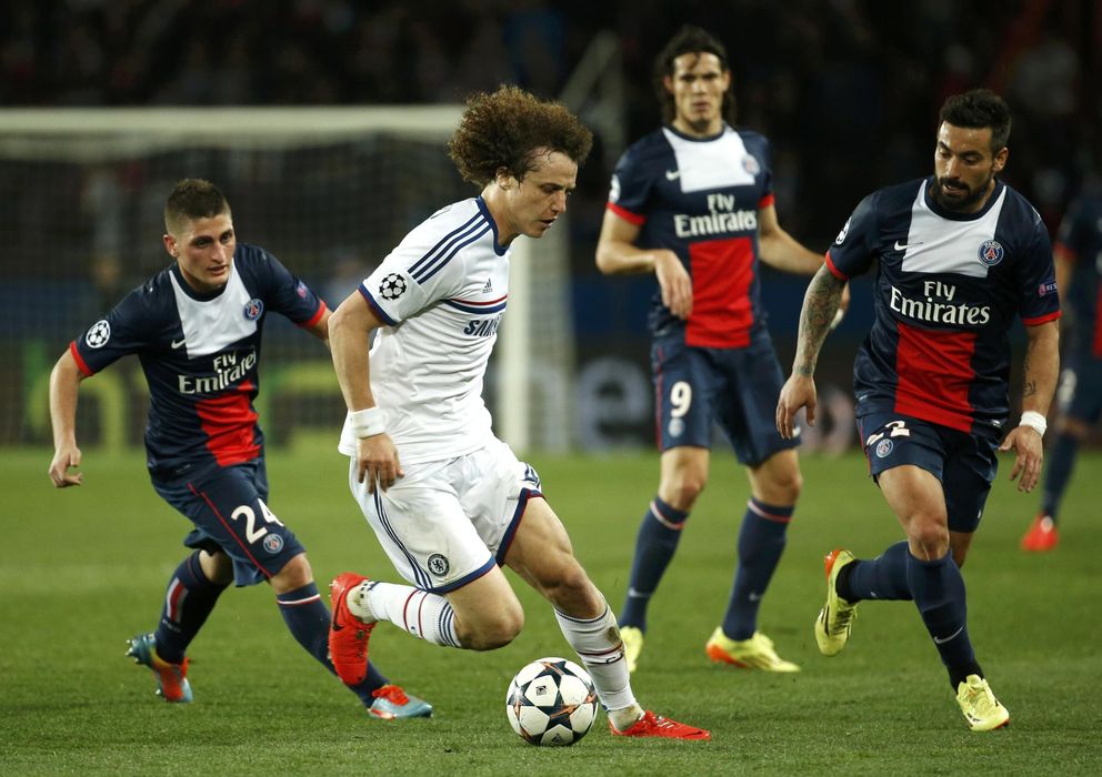 Foto: David Luiz, en los cuartos de Champions League contra su futuro equipo, el PSG.