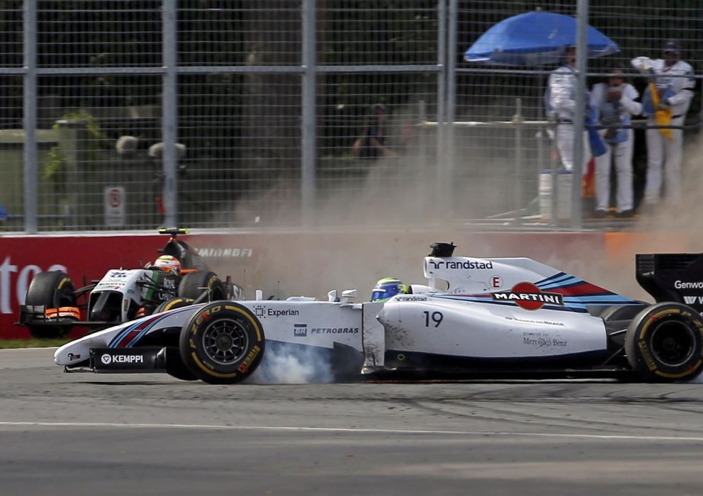 Foto: Los monoplazas de Felipe Massa y Sergio Pérez tras la colisión.