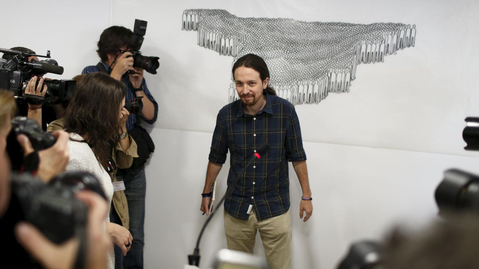 Foto: Pablo Iglesias, ayer, en la sede de Podemos. (Reuters)