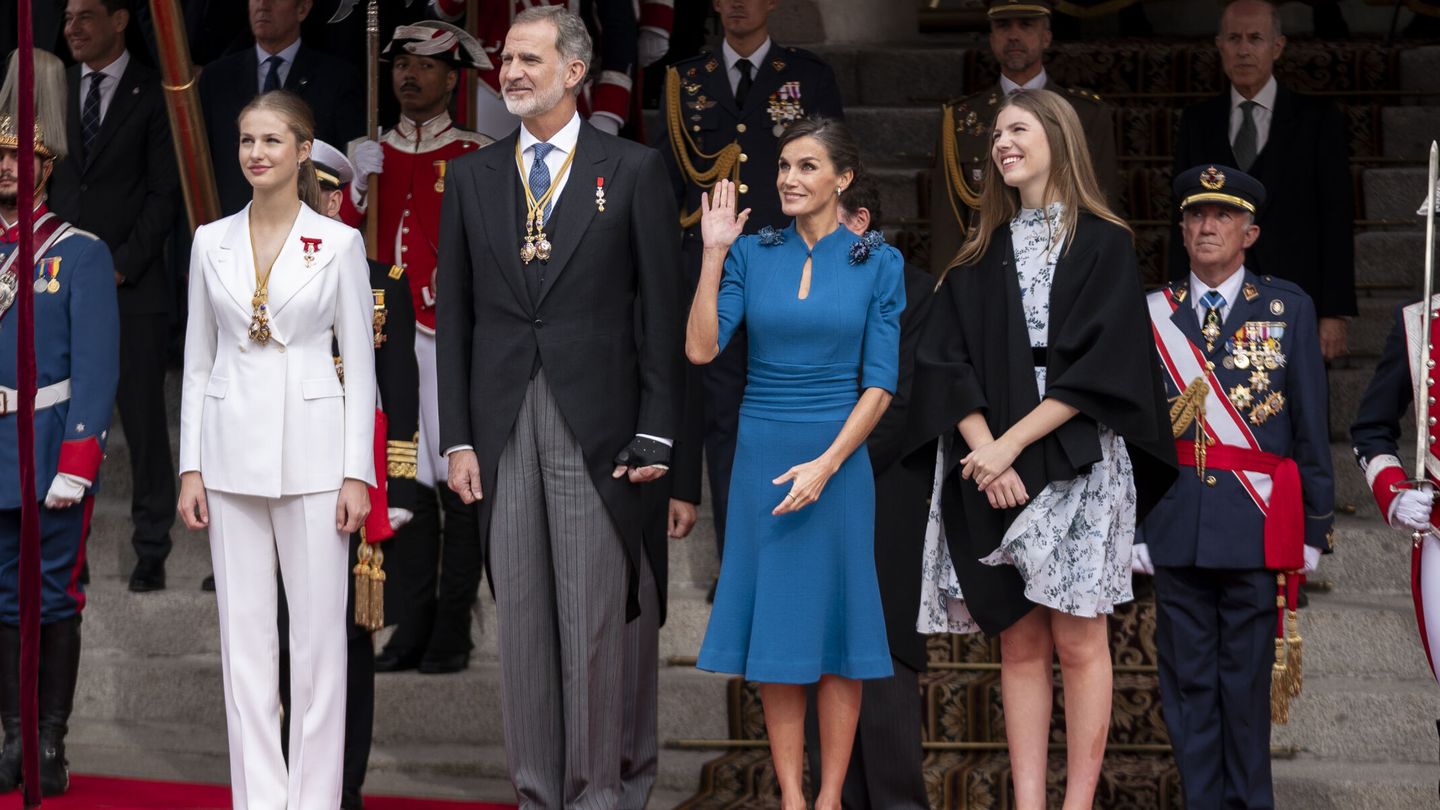La familia real a su salida del Congreso el 31 de octubre por la jura de la Constitución de Leonor. (Europa Press)