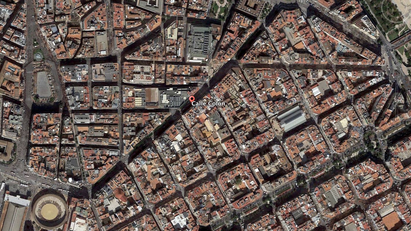 La calle Colón de Valencia es una de las más caras de Europa. Es un centro comercial en sí misma. (Google Hearth)