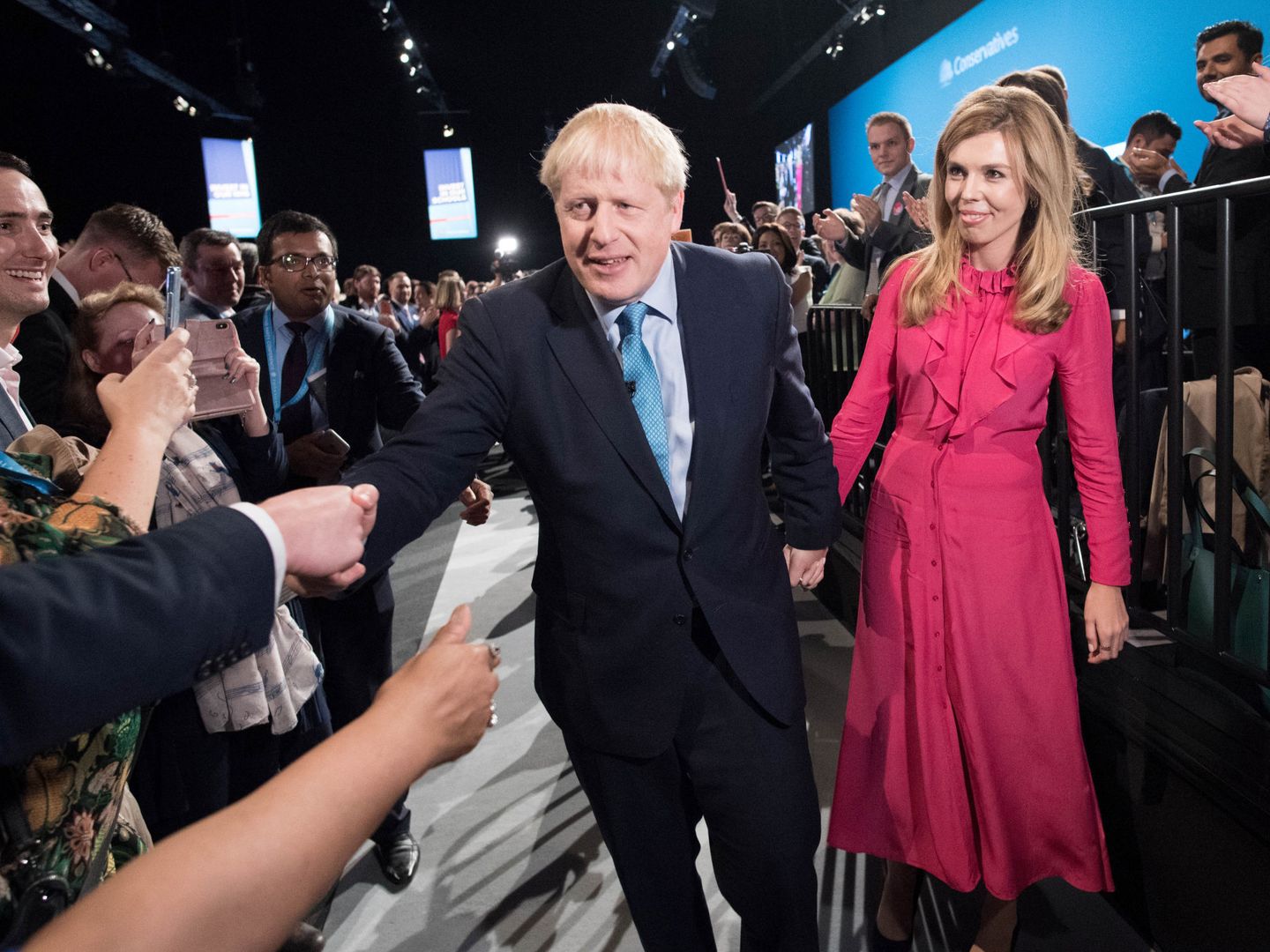 Boris Johnson y Carrie Symonds, en un acto juntos. (Reuters)