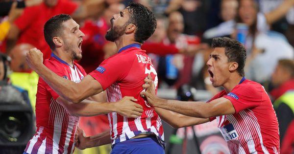 Foto: La celebración de primer gol del Atlético de Madrid, obra de Diego Costa. (Reuters)