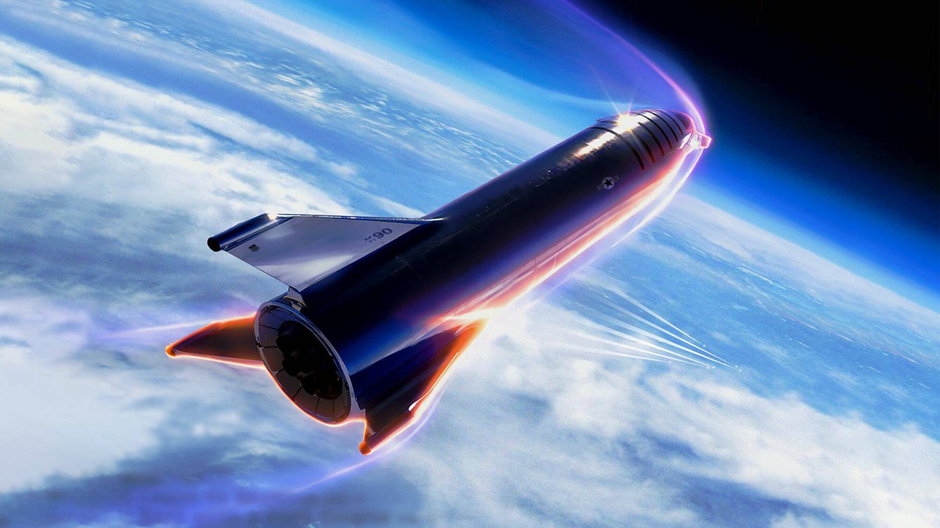 Foto: Concepto de una versión militar del Starship lanzando planeadores nucleares hipersónicos