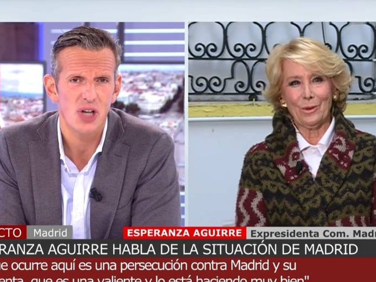 Foto: Joaquín Prat y Esperanza Aguirre. (Mediaset España)