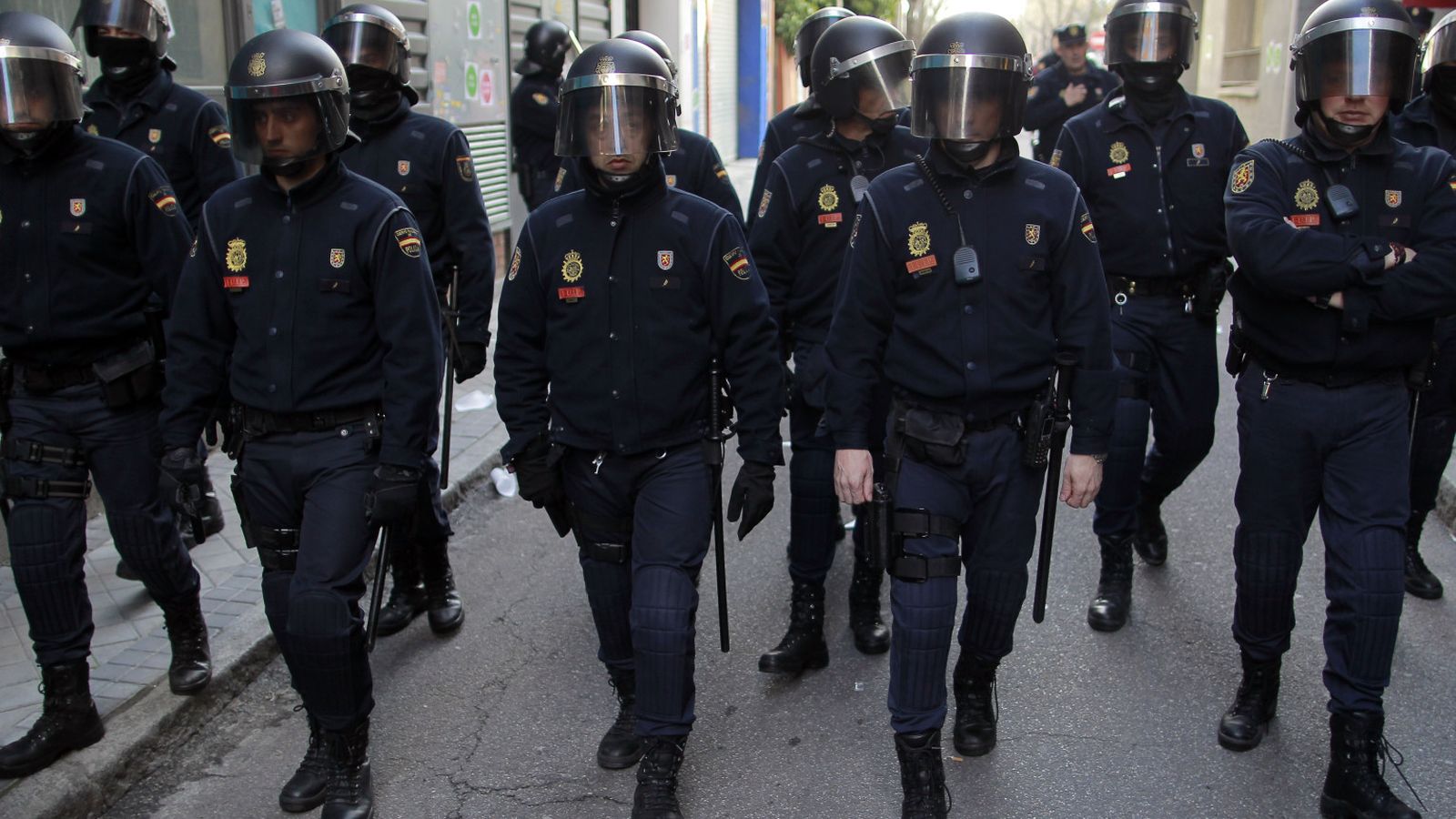 Foto: Un grupo de antidisturbios, en las calles de Barcelona. 