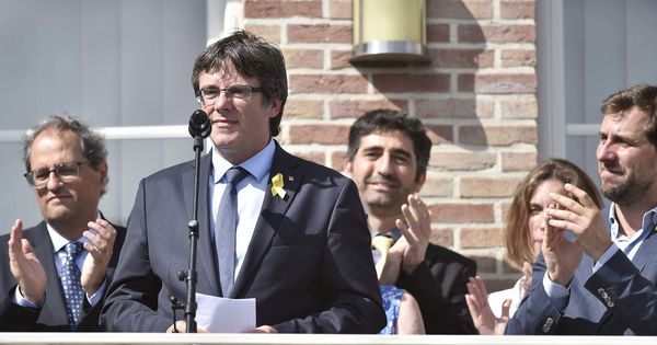 Foto: Puigdemont, durante su discurso este sábado en Waterloo. (Reuters)