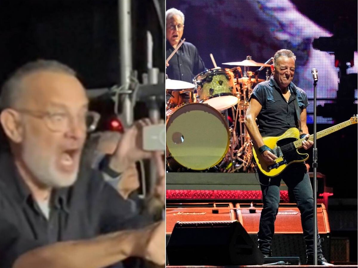 Foto: Tom Hanks, durante el concierto de Bruce Springsteen este domingo en Barcelona (Twitter|EFE/Alejandro García)