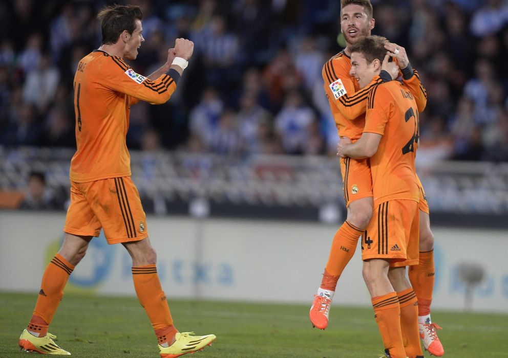 Foto: Bale y Sergio Ramos celebraron el tanto de Illarramendi más que el propio jugador (Reuters).