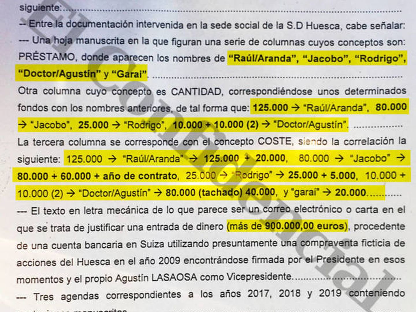 Anotaciones con los supuestos pagos del Reus Deportivo-Real Valladolid.