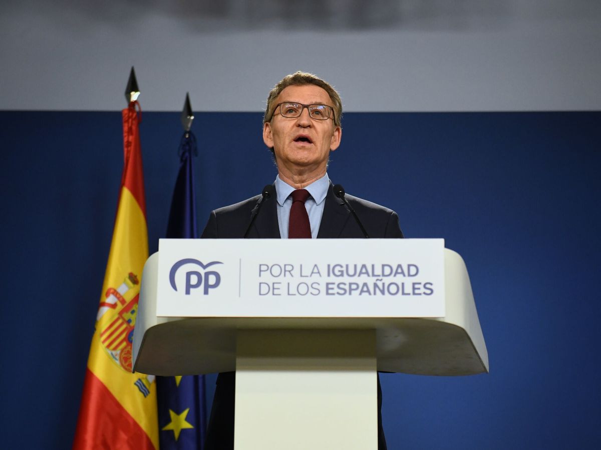 Foto: Feijóo comparece tras la carta de Sánchez. (Europa Press/Fernando Sánchez)