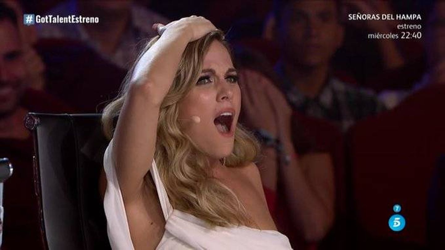 La cara de Edurne durante la actuación en 'Got Talent España'. (Telecinco)