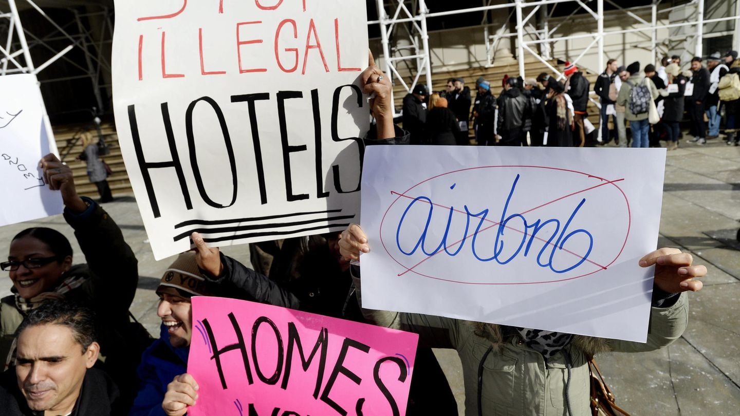 Protesta en Estados Unidos contra la web de alojamientos Airbnb (Efe)