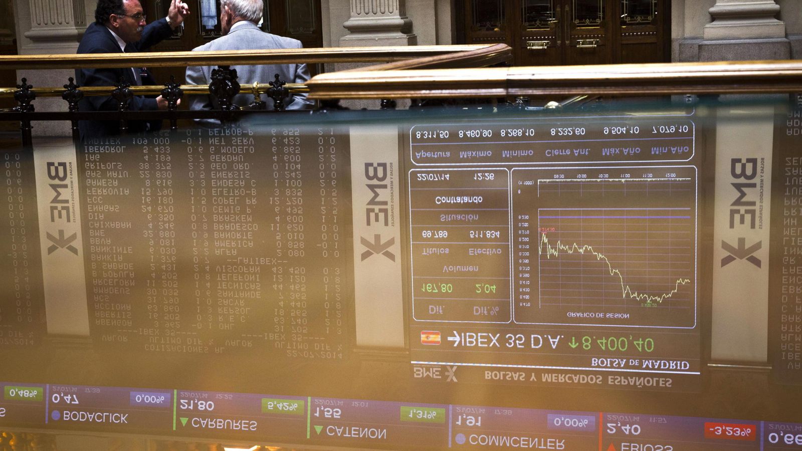 Foto: Vista de un panel de la Bolsa de Madrid (EFE)