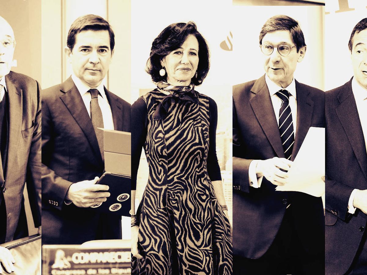 Foto: De izquierda a derecha, Josep Oliu (Sabadell), Carlos Torres (BBVA), Ana Botín (Santander), José Ignacio Goirigolzarri (Bankia) y Gonzalo Gortazar (CaixaBank). (EC-EFE)