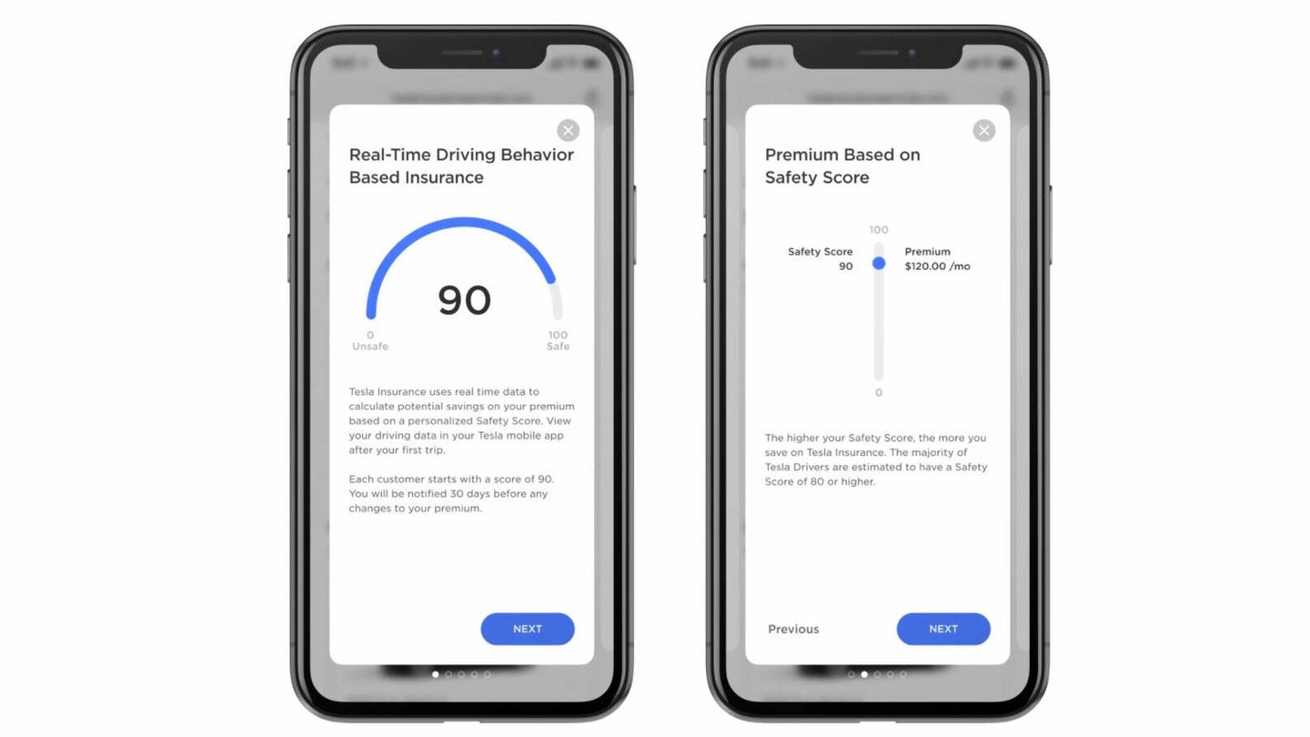 La puntuación del seguro en la app de Tesla (Electrek)