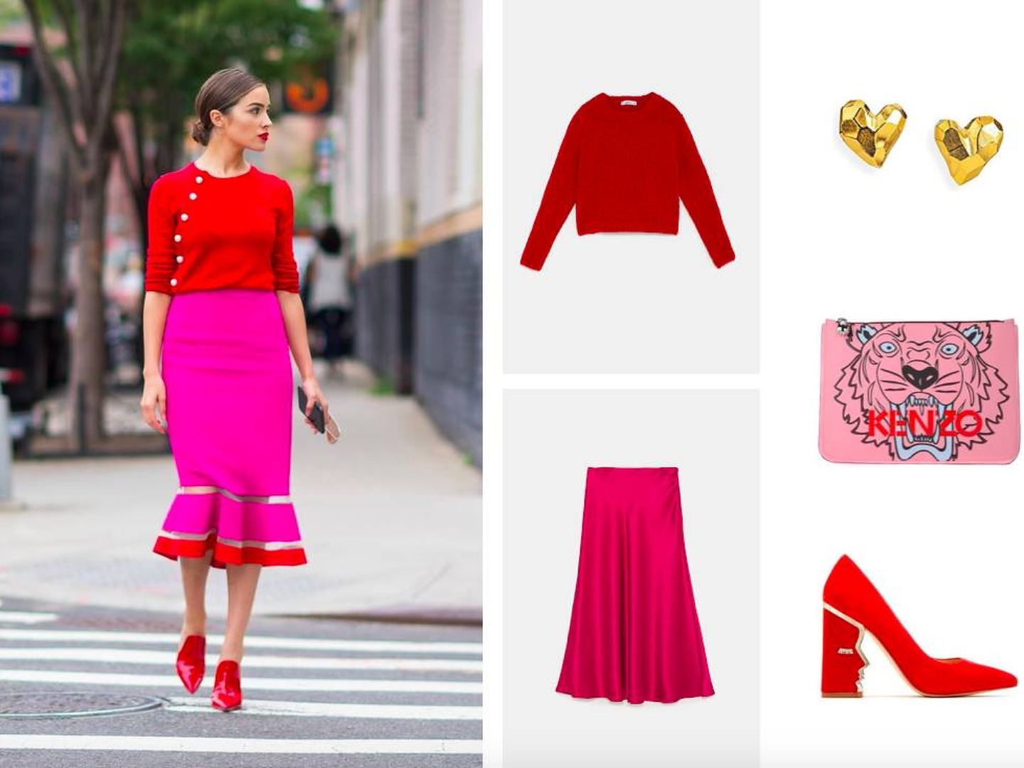 Mezcla tejidos con el rosa y el rojo como hilo conductor. (Pinterest)