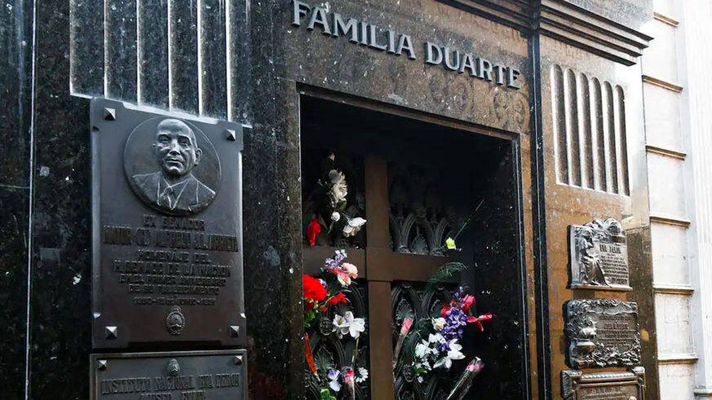 El panteón donde se encuentra Eva Perón en La Recoleta 
