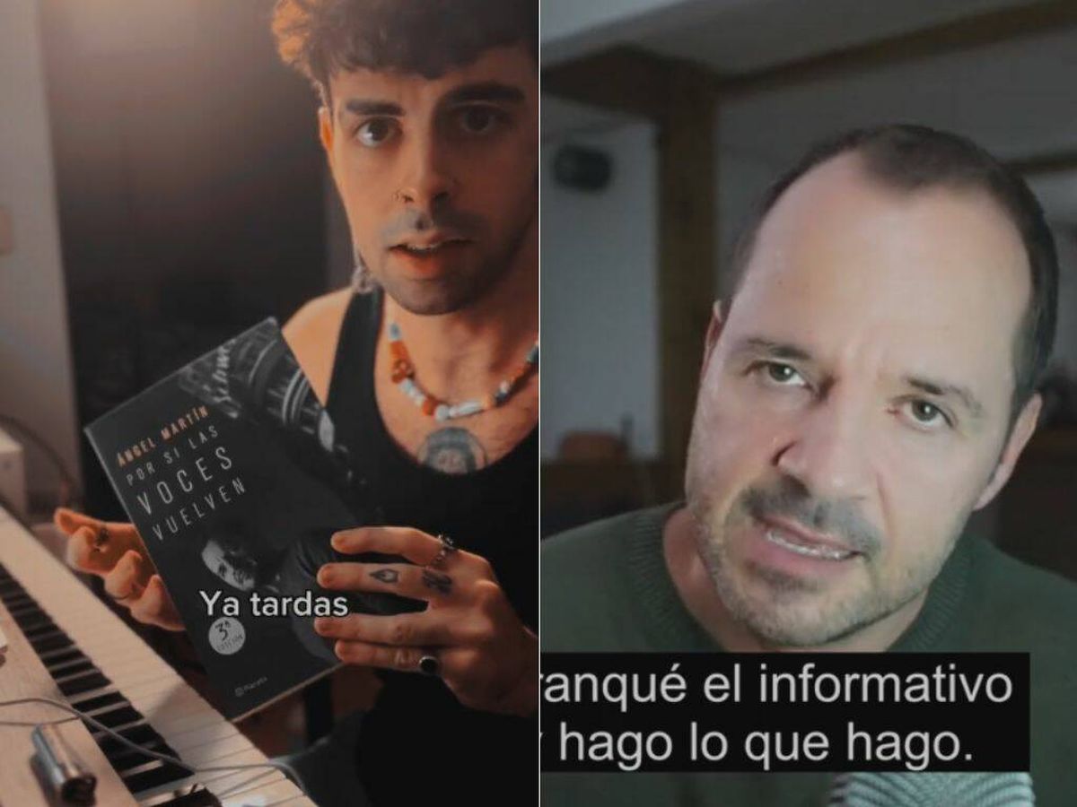 Foto: Un músico le dedica este vídeo a Ángel Martín y así le responde él en su informativo en redes (TikTok/@ivanherzog y X/@angelmartin_nc)
