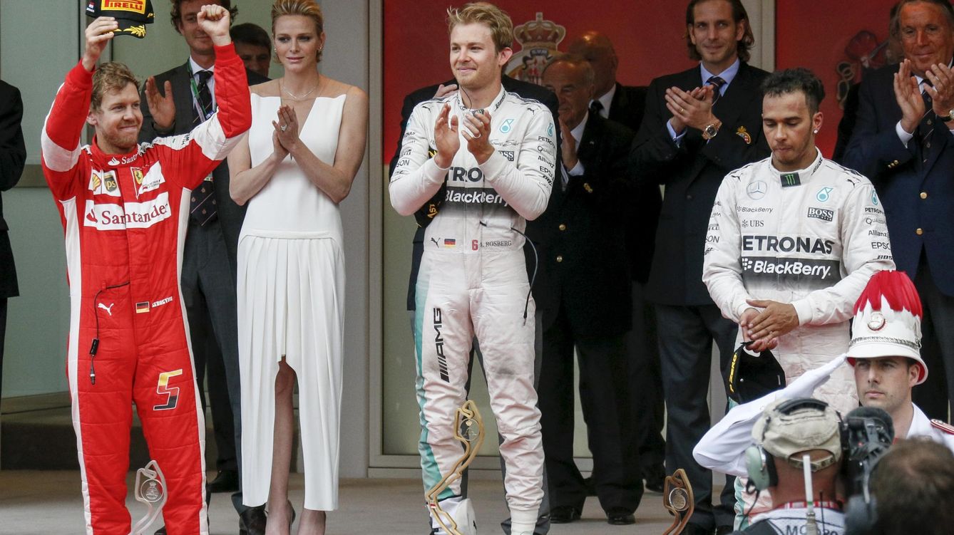 Foto: El podio del Gran Premio de Mónaco con Vettel, Rosberg y Hamilton (Reuters)