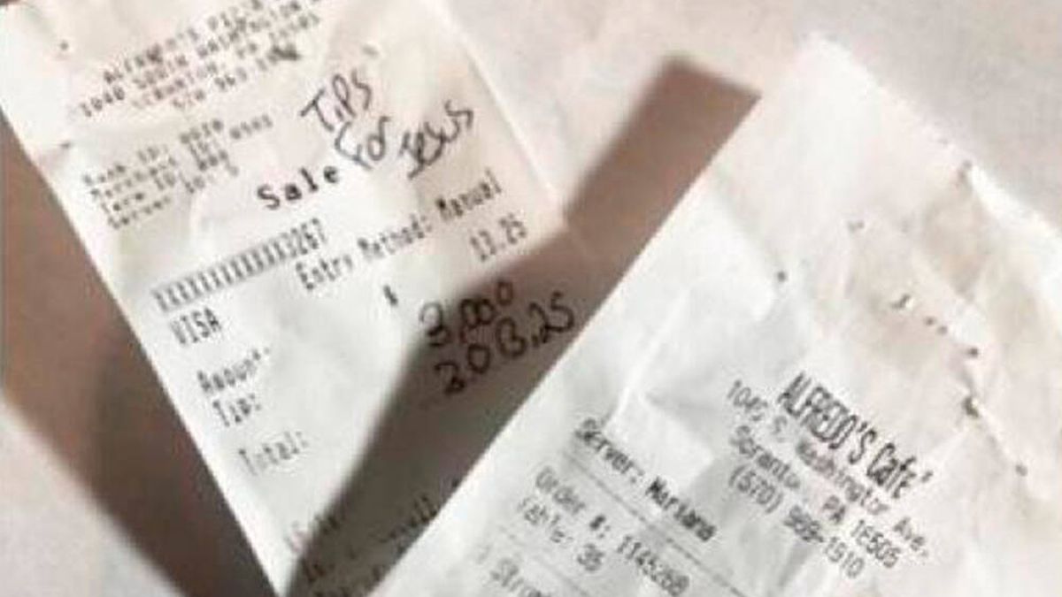 Una camarera recibe 3.000 euros de propina de un cliente que solo pidió un plato de pasta