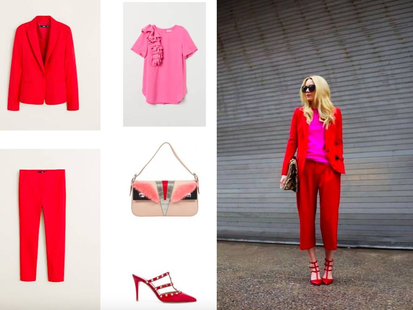 El traje de chaqueta es siempre una apuesta segura y si optas por el rojo y rosa, mucho más. (Pinterest)