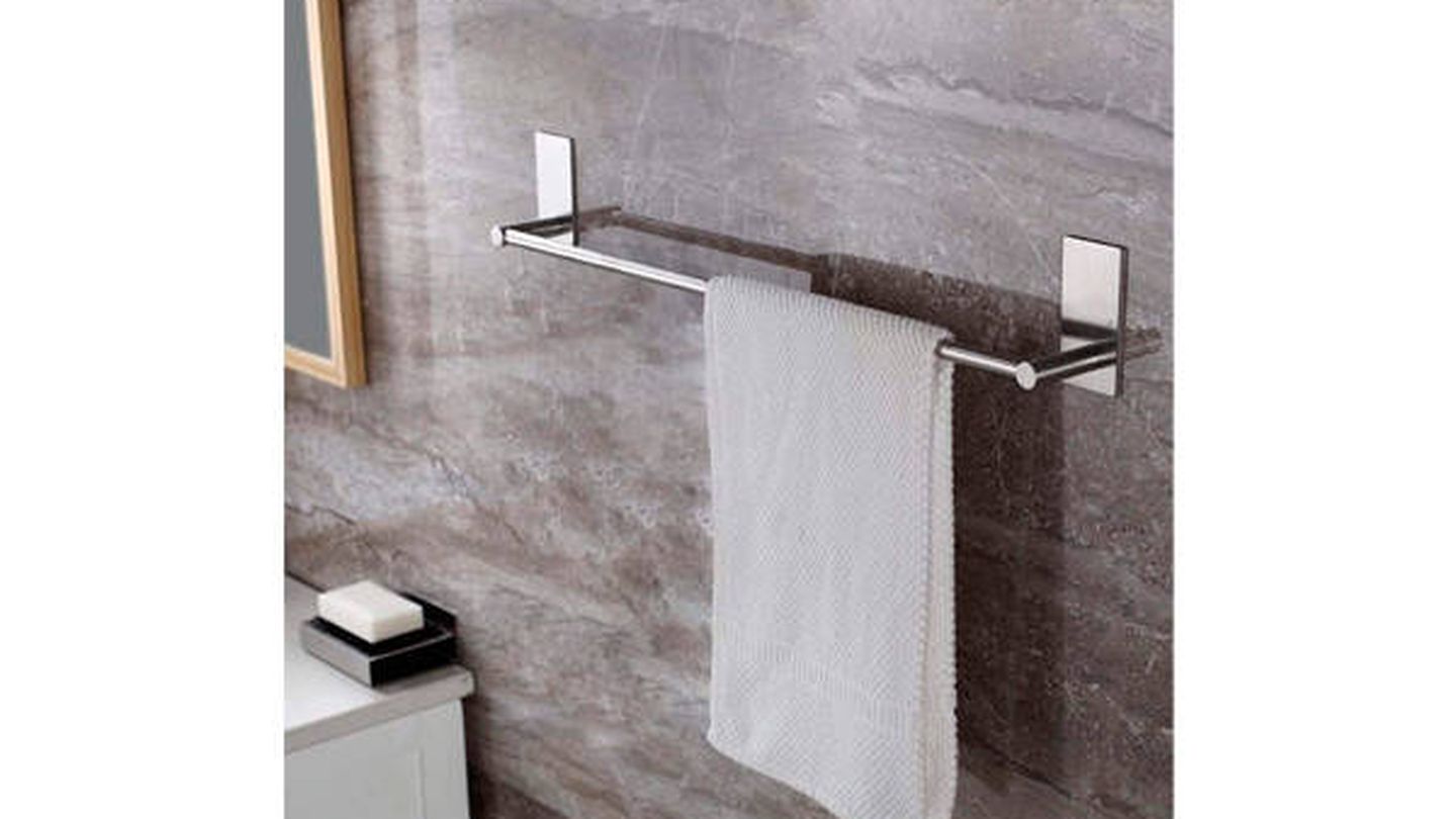  Toallero de escalera de baño con doble toallero, soporte de  toalla de aluminio montado en la pared con ganchos, escalera de toalla de  cocina para mano, plato y paños de cocina 