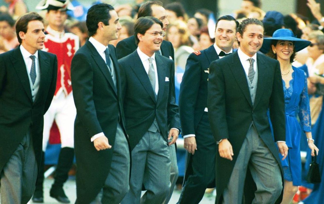 Javier López Madrid (izq) y los hermanos Fuster en la boda de la infanta Cristina (Gtres)