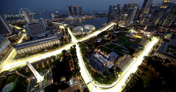 Foto: Vista aérea del circuito Marina Bay en Singapur. (Efe)