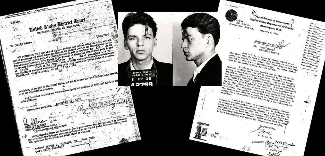 Documentos desclasificados del FBI sobre Frank Sinatra junto a su ficha policial (Vanitatis)