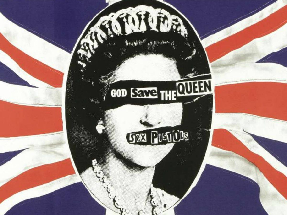 Foto: La famosa portada de Jamie Reid del single de Sex Pistols 'God save the Queen'. 