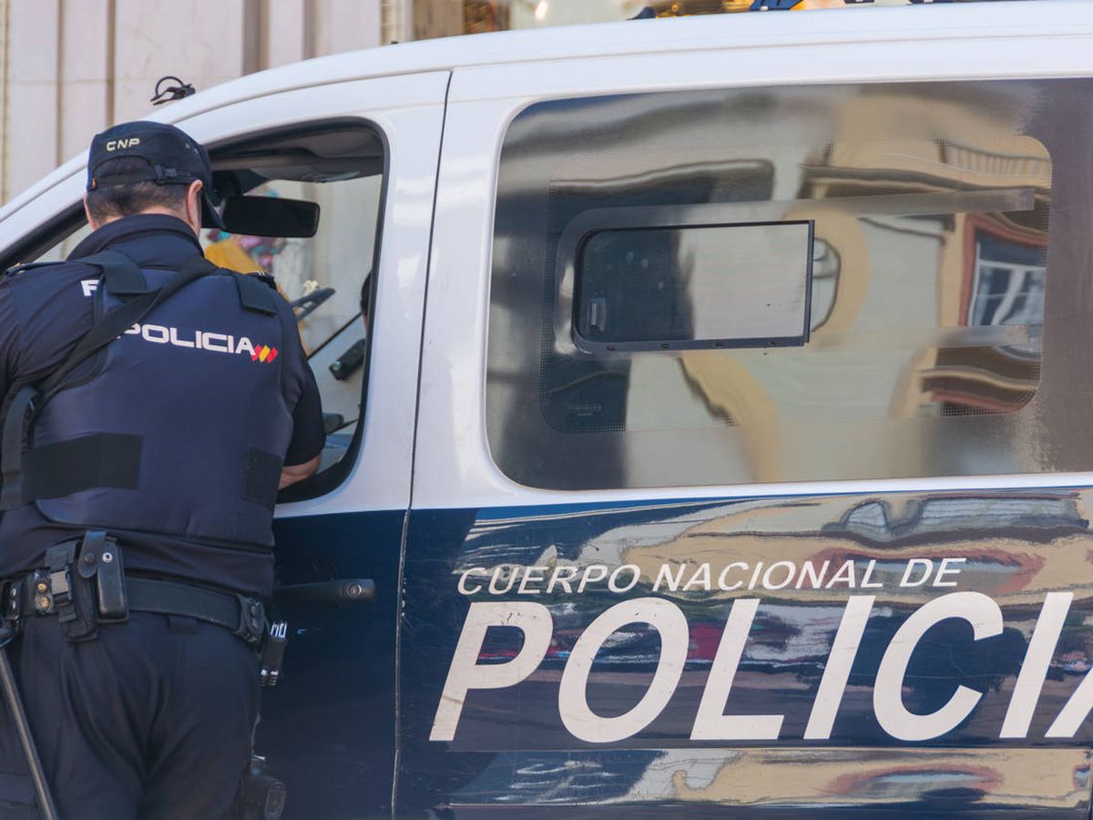 Foto: Un agente de la Policía Nacional junto a un coche patrulla. (iStock)