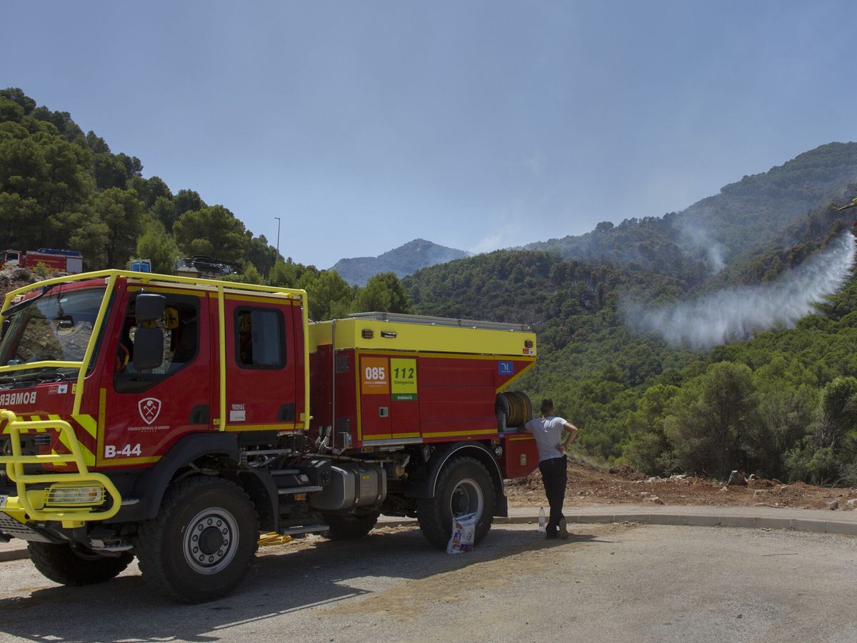 Foto: Profesionales del Plan Infoca, en la extinción de un incendio en Málaga, el pasado verano. (EFE / Álvaro Cabrera)
