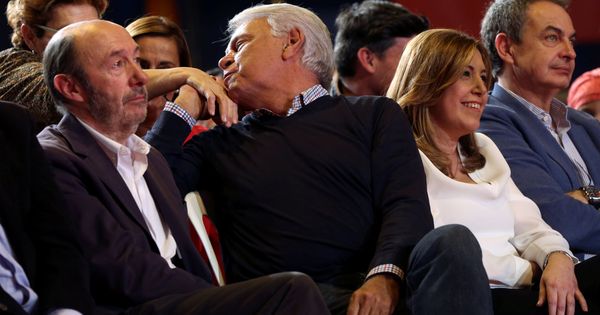 Foto: Alfredo Pérez Rubalcaba, Felipe González, Susana Díaz y José Luis Rodríguez Zapatero, el pasado 26 de marzo en Madrid. (Reuters)