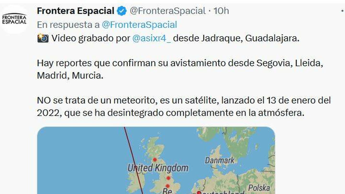 Twitter de la cuenta:'Frontera espacial'.
