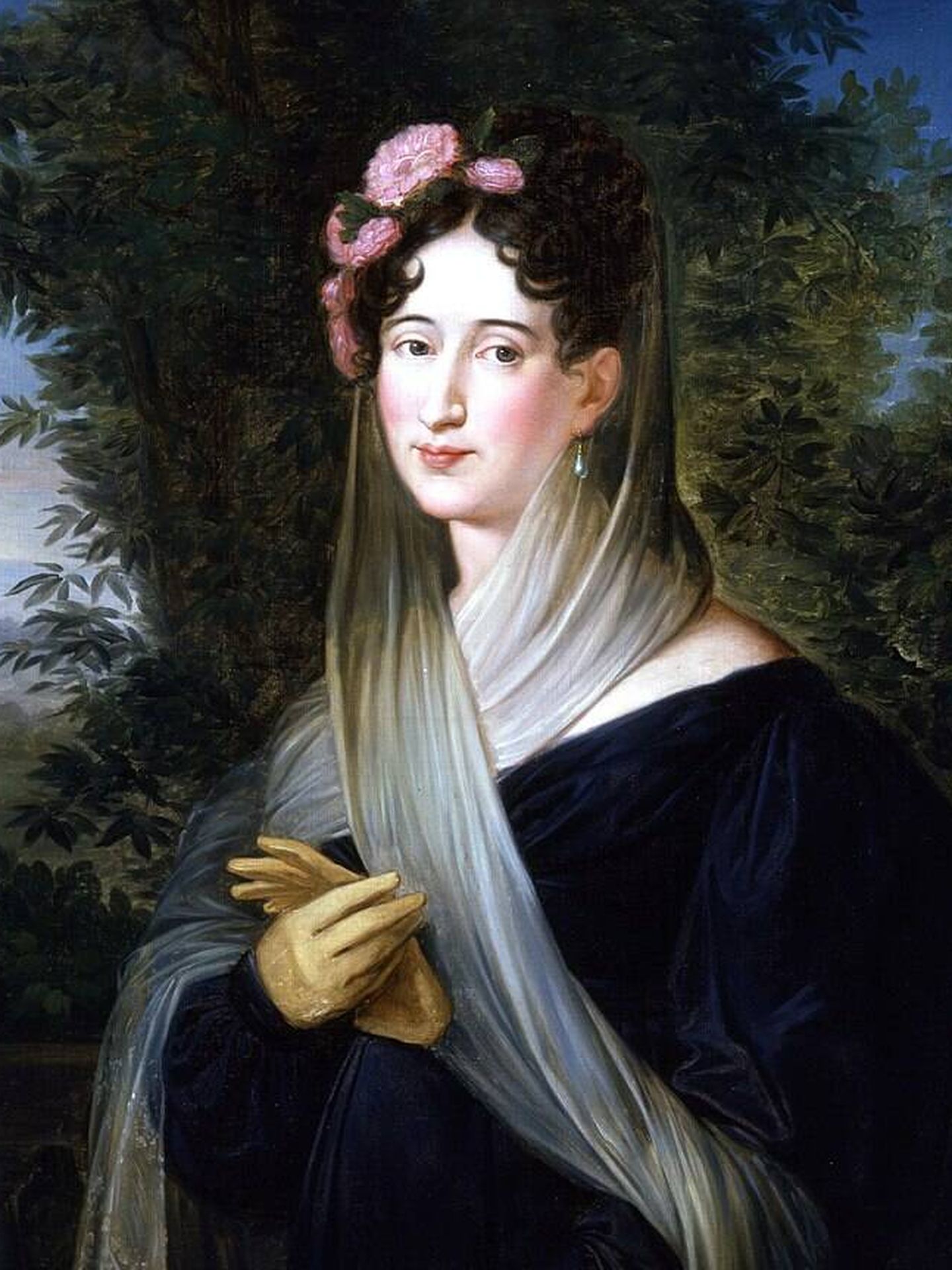 Retrato de Doña Josefa Tudó, Condesa de Castillo Fiel, de medio cuerpo en un parque. (José de Madrazo, 1813). Madrid.