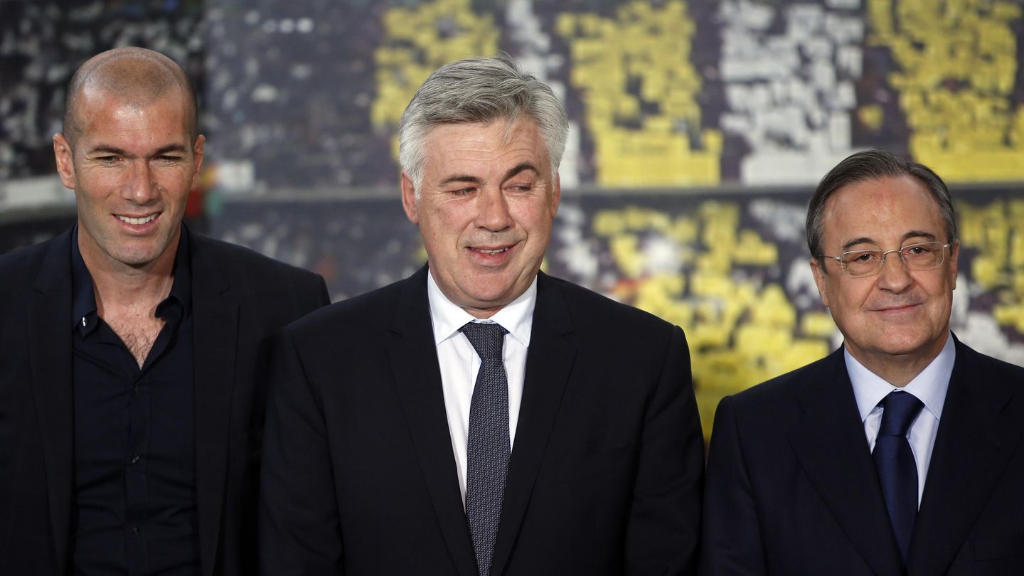 Zidane, Ancelotti y Florentino, el 26 de mayo de 2013.