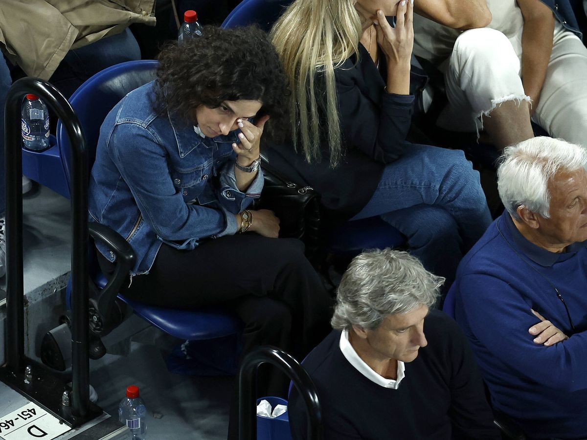 Foto: Xisca Perelló, llorando tras la lesión de Rafa Nadal. (Getty/Cameron Spencer)